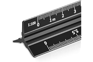Rena Chris Architectural Metric Ruler - 30cm Aluminum Scale with Laser Etched Triangle for Blueprint Drafting