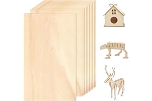 Rhimooay 10 Stück 2mm Lindensperrholz zum Laserschneiden, Sperrholz Holzplatte, Spanplatte, Holzplatten zum Gravur- und DIY-Projekte, Sperrholzplatte für Gemälde, Holzprojekte und Gravuren (20x10cm)