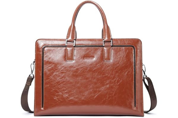 BOSTANTEN Sac Serviette en Cuir Véritable pour Hommes/Femmes Sac Business Sac Messager 15.6" Sac Ordinateur Portable Sac à Bandoulière Porte Documents
