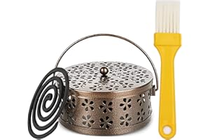 OWOAOOWL Mosquito Spiral Holder, Metallic Mosquito Coil Holder, Portable Metallic Mosquito Coil Holder, Mosquito Spiral Container, Movable Mosquito Coil Holder, Classic Metal Incense Holder