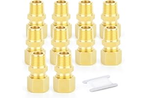 GASHER 10pezzi de latón de compresión del tubo conector de tuberías, 6 mm de diámetro exterior del tubo x 1/4" BSP conector macho