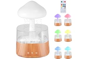 JALANN Rain Cloud Humidifier, Raincloud Humidifier Essential Oil Diffuser with 7 Colors Changing Night Light, Water Drop Sounds for Sleeping, Raining Cloud Humidifier, Aroma Oil Diffuser for Bedroom (Wood)