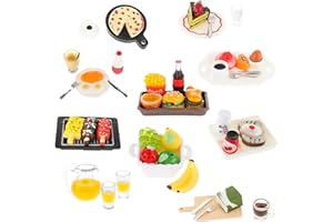 Cobee 50 Piezas de Bebidas en Miniatura, Casa de Muñecas 1:12, Mini Juguetes de Comida, Vajilla Mixta, Accesorios y Juego de Cocina