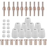 Reboot Plasma Cutting Torch PT31 Consumables Kits 40 PCS Red Copper Extended Long Tip Electrode Nozzles for Cut 40/Cut 50 PT3