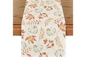 Artoid Mode Orange Kürbisse Blätter Herbst Tischläufer, Saisonnal Küche Tisch Dekoration Drinnen Urlaub Party Dekor 40x180 cm