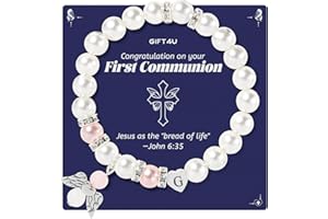 GIFT4U Schutzengel Armband Mädchen Armband mit Buchstaben Perlen Armbänder Kommunion Geschenke für Mädchen Frauen