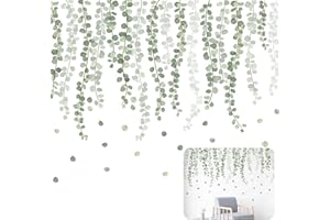 QTKSCEADLNCE Pegatinas de Pared Hojas Verde, Plantas de Vid Adhesivos Pared Pegatinas de Pared Plantas Verdes para Salon Dormitorio Habitación de Bebé Cocina Decoration