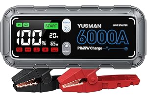 YUSMAN Starthilfe Powerbank 6000A,26800mAh Starter Powerbank PD 65W Eingang/Ausgang Schnelles Laden, Jump Starter für All Benzin und 12L Diesel, Zwangsweise Startfunktion,400 Lumen LED