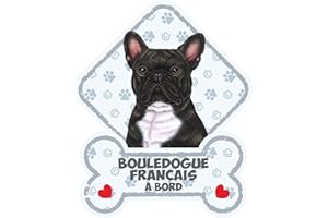 POWER GIFT Bouledogue Francais Noir - Panneau pour Pare-Brise avec Ventouse– Mon Chien est à Bord. Plaque signalétique pour Tous Type véhicule. Chien à Bord, en Ballade, on Tour.