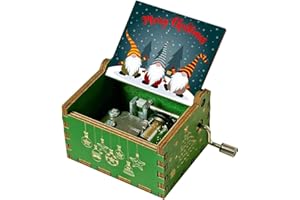 Evelure Carillon Merry Christmas, scatole Musicali a manovella in Legno Intagliato Antico per Il Compleanno dei Bambini (Style6)