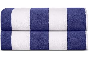Sweet Needle Toallas de Playa para Adultos - Clásico a Rayas - Toalla de Piscina 100% algodón Terry Ringspun, Secado rápido, Toalla Grande de natación, 450 gsm Cabana - Azul Real 76 x 152 cm