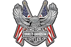 Harley-Davidson Embossed Bar & Shield Eagle Flag Chrome Decal - 6 x 8 in