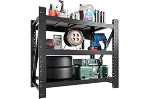 ‎SIGHTLIFE Sightlife Schwerlastregal Metallregal Steckregal Lagerregal Werkstattregal Kellerregal Garagenregal Küchenregal Standregal Stahlregal 3-Ebenen Fachlast 265kg verstellbare Ablagen 80x86.3x47cm (HxBxT)