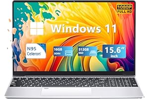 KIIUIUI 15,6" Portátil 16GB DDR4 512GB SSD, Ordenador portátil N95 CPU, Windows 11 PC Portátil con Teclado Retroiluminado, Desbloqueo de huellas dactilares, 180°Flip Laptop con IPS Pantalla, 2*USB 3.0