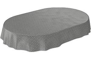 ‎ANRO ANRO Tischdecke Wachstuch abwaschbar Wachstuchtischdecke Wachstischdecke Nordic Style Grau Oval 160x140cm mit Saum - Eingefasst