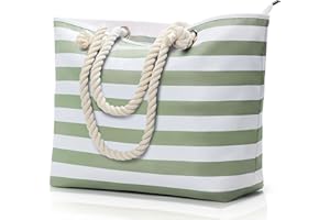 KALIDI Bardzo duża torba plażowa dla kobiet z zamkiem błyskawicznym, wodoodporna torba plażowa z kieszeniami, duża torba sportowa dla kobiet, dziewcząt, letnia torba na ramię, torba na zakupy