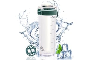 OUOUMUF Shaker, Protein Cocktailshaker, für super cremige Fitness-Cocktails, Proteinshaker 500 ml - haltbare, luftdichte und geruchsfreie Tasse, BPA-frei (Blau)