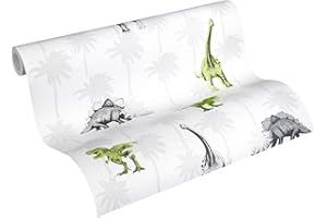 A.S. Création Papier Peint Enfant Little Stars Papier peint intissé 10.05 m x 0.53 m Vert Gris Blanc Fabriqué en Allemagne par Livingwalls 358352 35835-2