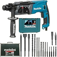 Makita Bohrhammer HR2470 im Koffer + Metabo Bohrer und Meisel-Set 17 tlg