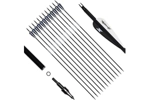 biubiusot 12Pcs 30 inch Archery Carbon Arrows Spine 500 Hunting Replaceable Broadhead for Recurve Bow Compound Bow Outdoor Target Practice Sports Game
