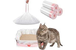 MANFÂ 30 Sacs à Litière pour Chat XXL (115x45 cm) - Sacs Poubelles Épais Anti-Fuite avec Cordon de Serrage - Compatible Toutes Litières (Agglomérante, Silice, Bacs Fermés) - Résistant aux Griffes et Odeurs