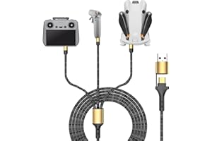 CRAZNICK Cargador para DJI Mini 4 Pro/Mini 3 Pro/Mavic 3 Pro/Air 3/Avata/Mini 2/FPV Drone 3 en 2 5 A Cable de carga rápida USB C Cable Compatible con RC/RC 2/RC Pro Control Remoto Batería Nylon Cable Trenzado