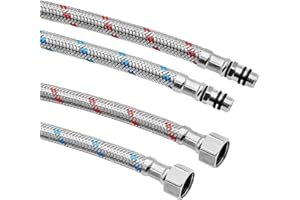 Aleker 2 PCS Flexible Tap Connector, M10 x 3/8" BSP Kitchen Tap Hose, 400mm Stainless Steel Kitchen Basin Monobloc Mixer Tap Connectors, Flexible Pipes Tails, Durable Plumbing Fittings