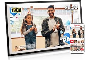 Frameo Digitaler Bilderrahmen 15,6 Zoll Full-HD - WLAN Touchscreen mit App-Steuerung, Vide