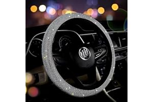 OGRMAR Bling Sparkly Diamond Steering Wheel Cover, Crystal Rhinestones - Universal Size Fit 37-38CM, Breathable Car Accessory Steering Wheel Protector