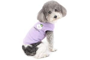 Zunea Maglietta Estiva per Cani Piccola Taglia T-Shirt in Morbido Cotone Cuccioli Canottiera Fresco Abbigliamento per Ragazze Cani Gatti Chihuahua Animali Domestici Viola L