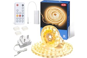 WOBANE LED Strip Lights Warm White, Dimmable LED Light Strip Kit, 5m Flexible Tape Lights for Bedroom,Kitchen,Under Cabinet,Bright 3000K, LED Strip Lighting for Counter Cupboard Table
