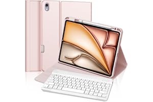 FOGARI Clavier pour iPad Air 11 M2 2024 | Étui Clavier pour iPad Air 5/Air 4 - Amovible Clavier AZERTY Bluetooth sans Fil Etui Réveil/Sommeil Automatique pour iPad Air 6 13'' - Or Rose