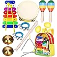 Smarkids Toddler Musical Instruments, Wooden Percussion Instruments Toys Set with Precisely Tuned Xylophone Flute Tambourine Maracas Triangle Shaker Eggs Early Education Musical Toys for Boys & Girls