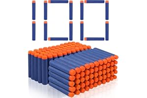 YERDOS 100 Compatible Dart Bullets, Blue & Orange, Cylindrical, Round, Close Quarters Battles (CQB), Airsoft, Plastic, EVA Foam,Elite 2.0 Series DinoSquad – Work with All Elite Blasters Blue