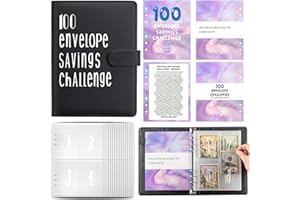 ‎DRAWELRY Budget Planner Deutsch A5 Budget Binder Geld Organizer Ringbuch Finanzplaner Sparen Mappe 100 Envelope Challenge Binder, Cash Stuffing Startset (Schwarz)