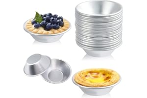 Glomora Moule Pasteis De Nata, 25 Pièces Moules à Tarte Aux œufs, Mini Moule à Tarte,Les moules de cuisson sont antiadhésifs et réutilisables, parfaitement adaptés pour la cuisson de
