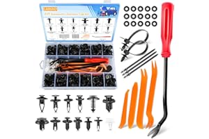 LAMJAD 249 Pieces Car Mounting Clips Plastic Clips Set Universal Mounting Clips with Disassembly Tools, Spongey Cushion and Cable Ties, Bumper Trim Plastic Clips Set [249]