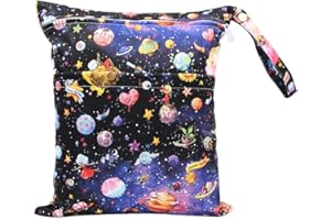 HOMEYUSER Baby Diaper Bag Wet Dry Bag Baby Nappy Organizer Bag Waterproof Zipper Bag Washable Reusable Baby Cloth Wet Bag (Color 5, L)