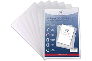 HABERCRAFTS Carteras de plástico A4 con apertura superior y lateral, fundas de plástico transparente resistentes, carpeta de documentos con bolsillos superiores y laterales, archivo ordenado, grueso, resistente,