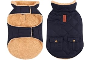 CITÉTOILE Wintermantel Hundemantel, Warme Winterjacken mit Fleece für Hunde,Hundejacke Hundekleidung Hundepullover Dog Coat mit Geschirr Loch für Chihuahua Dackel, Blau, M