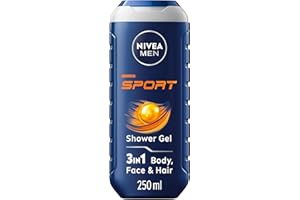 NIVEA MEN Sport Shower Gel Pack of 6 (6 x 250 ml), Cleansing 3-in-1 Body Wash for Men with Minerals, Refreshing NIVEA MEN Shower Gel
