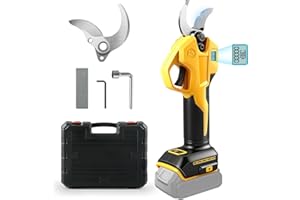 ROADTIME Troncarami a batteria, compatibile con batteria Dewalt da 20 V (senza batteria), cesoie senza spazzole a 2 marce, display digitale, diametro di taglio 30 mm, lame di ricambio e scatola di plastica