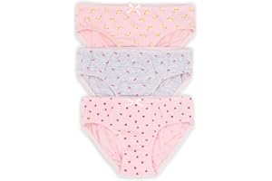 Channo Braguitas niña algodón Estampadas con Lacito. Tejido algodón Suave elástico. Pack de 3 Bragas
