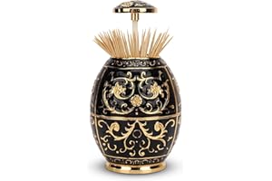 HERCHR Toothpick Holder Dispenser Automatic Toothpick Holder 3.9inch Pop Up Hand Press Retractable Tooth Pick Organizer Storage Box Case Alloy for Home Kitchen