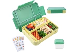Aitsite Pudełko na lunch dla dzieci z przegródkami, pudełko na lunch dla dzieci, do przedszkola, pudełko na lunch dla dzieci z przegródkami, do szkoły i na piknik (zielone)