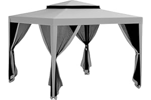 Outsunny Tonnelle Barnum de Jardin 3L x 3l m avec 4 moustiquaires Amovibles - Double Toit - Gris