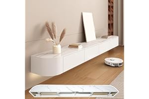 HYANXUE Mobile porta TV galleggiante, montaggio a parete con porta, console multimediale TV, grande mobile portaoggetti sotto la TV (strutturato, 220 cm)