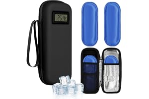 Fefod Insulinfodral, reseinsulinkylskåp med 2 TSA-kylda ispåsar, diabetesmedicin fodral med temperaturvisning för långa resor