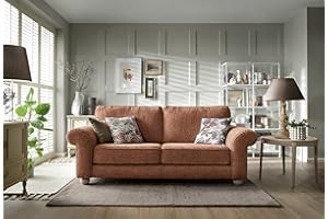 Abakus Direct 3 Seater Sofa - Elegant Ingrid 3 Seater Sofas for Living Room with Soft Luxury Braided Chenille Fabric | Sophisticated Living Room Furniture in Warming Ash Grey | 215Wx95Dx90H