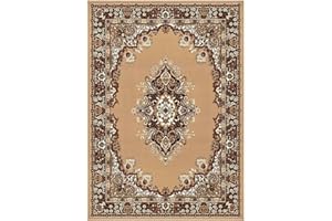 PIERRE TAPPETI Parure (3 pezzi) di Tappeti economici tradizionali orientali persiani, pelo corto 6210 beige tris scendiletto (1 pezzo 70x130 + 2 pezzi 55x105)